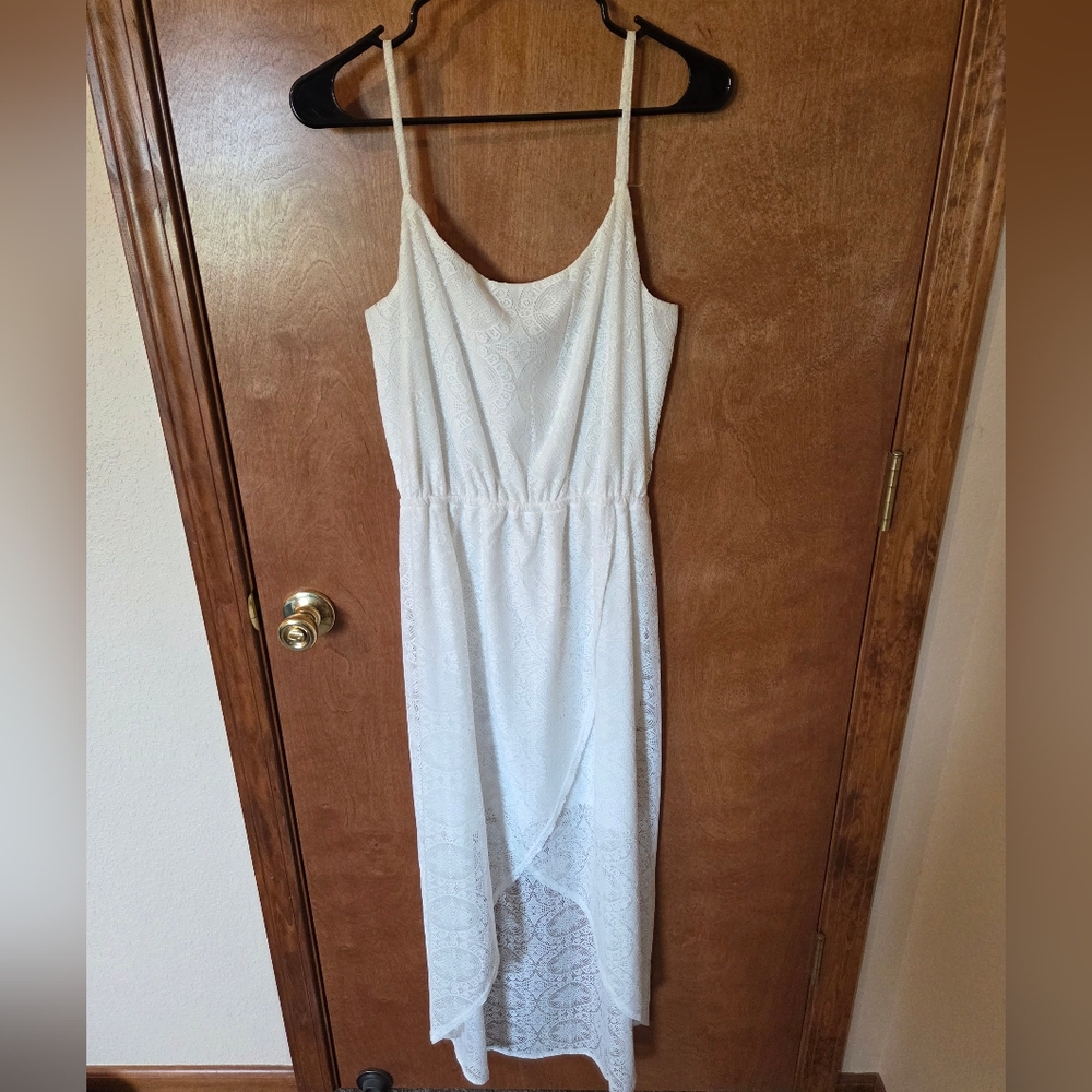Chic White High Low Lace Dress